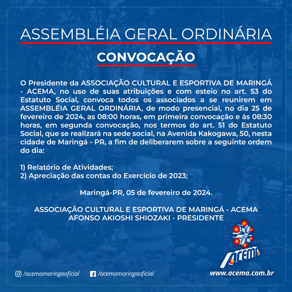 ASSEMBLÉIA GERAL ORDINÁRIA – CONVOCAÇÃO