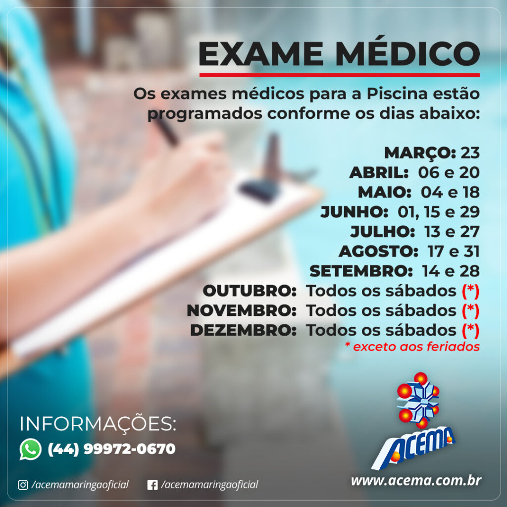 EXAMES MÉDICOS PARA PISCINA