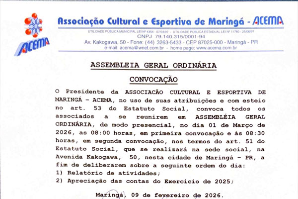 ASSEMBLÉIA GERAL ORDINÁRIA – CONVOCAÇÃO